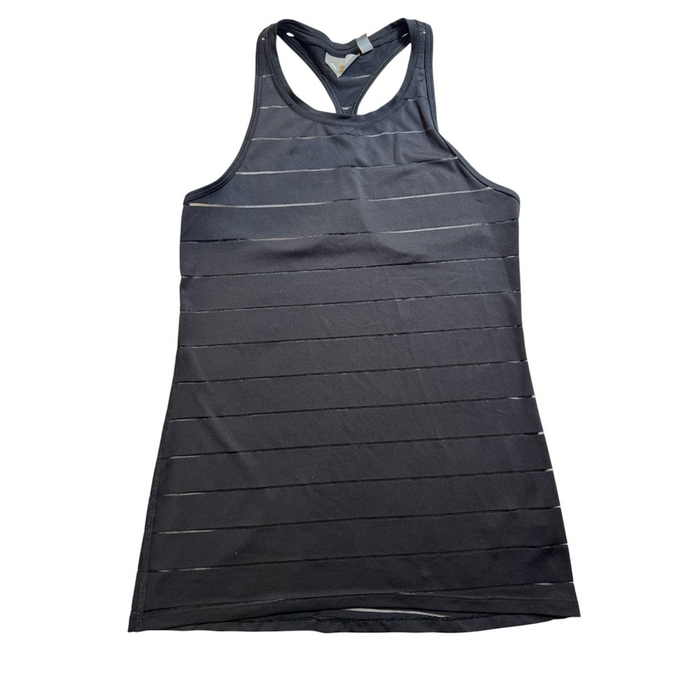 Athleta Black Striped Racerback Stretch Tank Top XS Sleeveless Scoop Neck